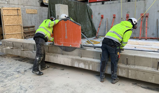 Betongsågning vid ett flertal tillfällen