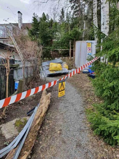 avspärrning vid asbestsanering av villa