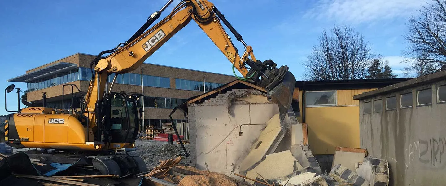 Rivning av byggnad i Stockholm